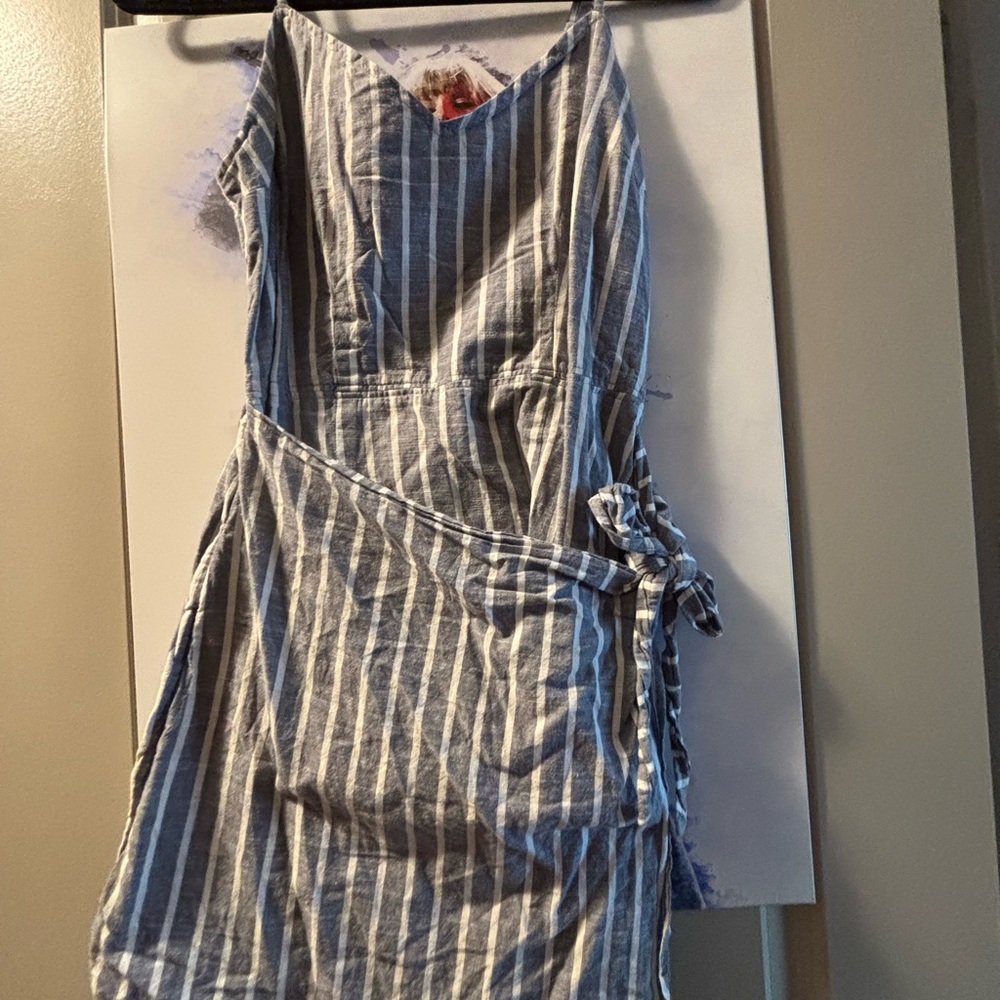 Blue and White Striped Dress